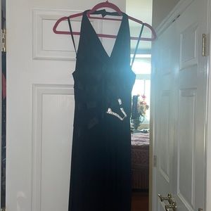 Black halter evening dress